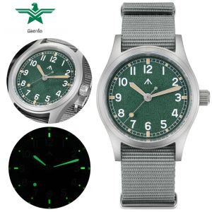 Militado ML12 นาฬิกาทหาร VH31 กวาดวินาที Domed Sapphire คริสตัล C3 Luminous 100 M กันน้ํา 38 มม.นาฬิกา