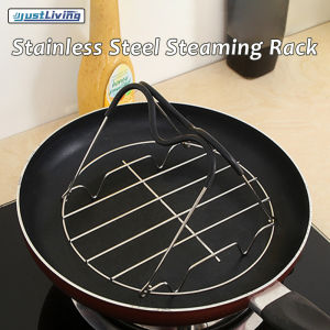 JustLiving Steamer Rack Trivet with Heat Resistant Silicone Handles Compatible with Instant Pot Accessories 6 Qt 8 Quart Stainless Steam Rack Pressure Cooker Trivet with Long Handles