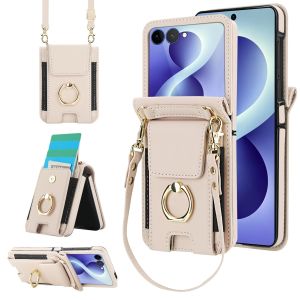 szhaiyu | Premium Adjustable Lanyard Leather Wallet Phone Case For Samsung Galaxy Z Flip 4 5 6 7 8 With Ring Holder stand Crossbody Cover