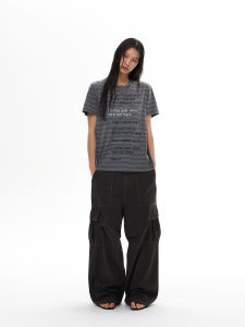 WLNEXT | Striped Henley Neck Letter Print Ins Style T-Shirt