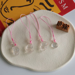 Bustore Pink Crystal Gold Obsidian Natural Crystal Pixiu Bear Bows Angel Bell Gourd Mobile Phone Red Rope Pendant