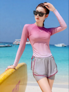 XTEP | Long Sleeve Conservative Slimming Student Swimwear