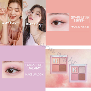 HOLIKA Cloud Four-color Eyeshadow Palette Pearl Subtle Shine Beginner Brown Earthy Matte Natural Daily Light Makeup