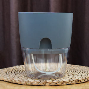 Transparent Double Layer Plastic Flower Pot Self Watering Flowerpot Cotton Rope Watering Plant Pot with Injection Port