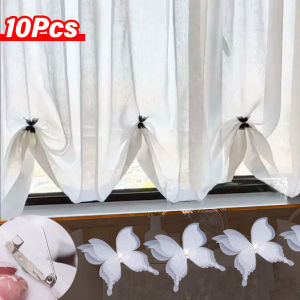 YESPERY 10Pcs 3D Butterfly Pin for Home Curtain Decorative No Cropping Curtains Shortened Buckles Rhinestone Silk Butterfly Clips