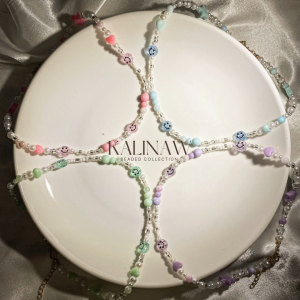 KALINAW Cute Smiley Face Candy Colored Pastel Necklace