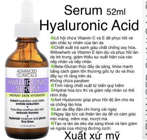 [MỸ]SERUM CẤP ẨM HYALURONIC ADVANCED CLINICALS 52ml giúp da bạn trông tươi trẻ căng bóng  đủ độ ẩm .