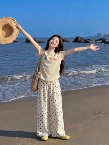 ZIRUIBABA | Popular Stylish Girls Two-piece Set for Summer Sleeveless Wide Leg Pants
