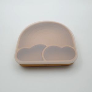 JIYU [JC-004] Rainbow Silicone Plate with Lid /  Piring Silicon Pelangi dengan Tutup BPA FREE