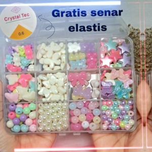 manik 1 set kotak/ manik 1 set 12 skat/ serok 1 set kotak/DIY manik 1 set aesthetic/ set box