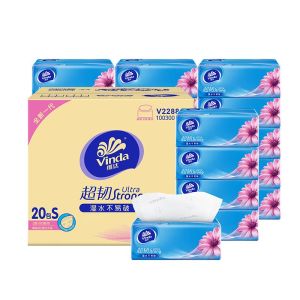 กระดาษใช้แล้วทิ้ง Vinda 3 ชั้นหนา ใช้ได้ 100 แผ่น บรรจุภัณฑ์ 24 แพ็ค กระดาษเช็ดหน้า กระดาษชำระ กระดาษใช้แล้วทิ้ง เรียบเนียน ทนทาน