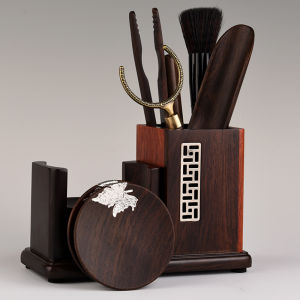 Black Ebony Tea Ceremony Accessories Real Wood Tea Tray Mat Six Gentlemen Set Kung Fu Tea Tools Tea Pot Care Brushes