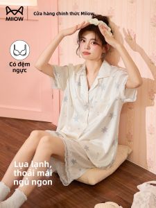 MiiOW | Ice Silk Bra Padded Sleepwear Shorts Sleeves