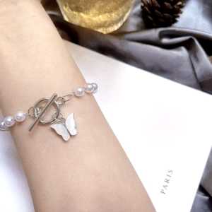 Abee Acc-1606 Korean style gelang kupu kupu aesthetic Gelang mutiara liontin kupu kupu