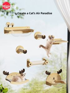 hipidog | Wall-mounted Cat Climbing Frame with Observation Deck and Cat House