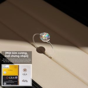 GOOYNN | Nhẫn Đá Moissanite Màu Sắc Lấp Lánh Dây Kéo Mỏng