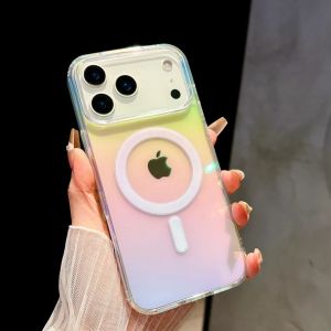 Transparent Gradient Magnetic Wireless Charge Case For iPhone 17 Air 16 E 15 14 13 12 Mini 11 Pro Max 8 7 Plus XR XS X SE Cover