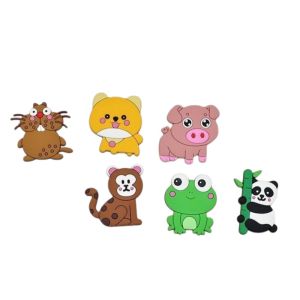 6-Piece Set Cute Cartoon Animal Fridge Magnet Set Adorable Pig Puppy Frog Panda Multiple Designs Refrigerator Magnets Home Decor