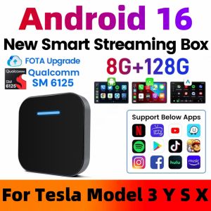For Tesla Model 3 Y X S Wireless CarPlay Adapter Dual Wifi/Bluetooth Android 16 Smart Multimedia AI Box Android Auto Navigation