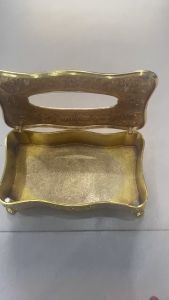 Hộp đựng khăn giấy Inox đính hạt sang trọng (màu vàng)