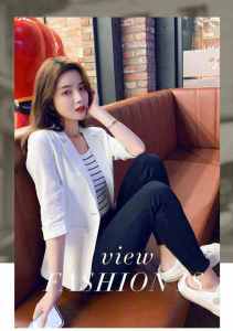 Outwear Womens Short Small Suit Casual 2023 Summer New Arrival K-style Slim 3/4 Sleeve Thin Type Sunscreen Clothes for Women