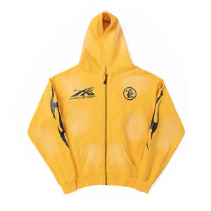 Street Style Loose Fit Hoodie Sweatshirt Set for Men High Street Print Design Comfortable Cotton Long Sleeve Anti-Wrinkle