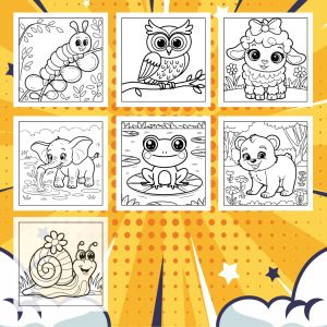 Kertas Gambar Mewarnai - SPRING ANIMALS / Kertas Mewarnai Hewan Musim Semi /A4 A5