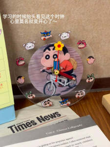 Simplicity Meets Creativity Desk Clock Acrylic Home Decor Featuring Crayon Shinchan Minimalist Design Premium Feeling