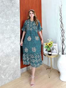 Daster Cap Malaman Susun Jumbo / Dress Rayon Motif Cap Super Premium / Jumbo LD 115cm PB 120cm Busui