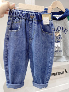 Soft Cotton Denim Pants for Boys Spring Autumn Loose Straight Leg Casual Trousers Middle Big Kids Students No Button Waist