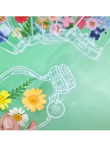20pcs Stiker Dekorasi Bunga Press DIY Untuk Journal Botol Kaca Kerajinan Tangan Laminasi Transparan Kuat Cocok Untuk Hadiah Kreatif