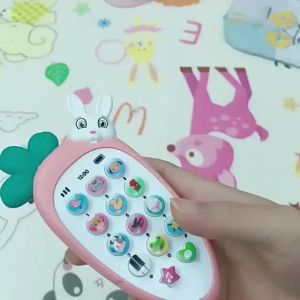 Điện thoại gặm nướu phát nhạc Thỏ gặm Cà Rốt cho bé có nhạc và đèn (kèm dây đeo + 3 pin AAA) - Dừa Shopkids