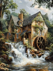 Scenic House River Landscape Jigsaw Puzzle 500/1000/1200/2000PCS Stress Relief Puzzle Wall Art Decor Gift
