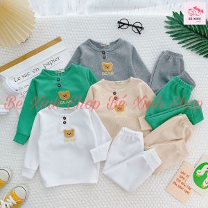 [Cực Hot]Đồ Bộ Quần Áo Ngủ Cho Trẻ Em Bé Trai Bé Gái 8-18kg Bé Xinh Shop Set Bộ Dài Tay Thu Đông Cho Bé Trai Gái chất vải TỔ ONG NHẬP Bé_Xinh_Shop