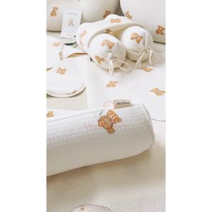 Gối nằm tai gấu cho bé Mochee gấu teddy 26x33cm gối lụa cotton cho trẻ 0M+ - Monnie Kids