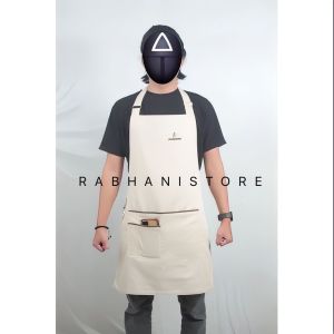 Celemek masak apron masak barista tali leher doble lapisan apron chef barbershop bahan poly cotton