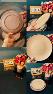 Đĩa nhựa phíp tròn mờ viền nâu dĩa thức ăn 4 kích cỡ cứng cáp bền bỉ My Home DN486