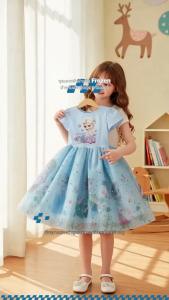 Girls Dress Contains wand and crown Kids Cotton Frozen Dresses Princess Skirt Children wear with crown