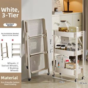 Foldable Mobile Multi-tier Storage Shelf