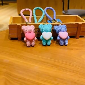 Hand-woven Couple Keychain Pendant School Bag Ornaments Gift Christmas Gift Bear Hug Love Keychain Byeon Woo-Seok Cute Keychain