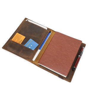Hiram Crazy Horse Leather A5/B5 Notebook Case for iPad Pro 7.9/8.3/10.5/11 Multifunctional Protective for Business Office Laptop Cases