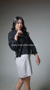 Yoenik Apparel Jiwoo Crop Shirt Kemeja Lengan Panjang Blouse Korean Style Kekinian