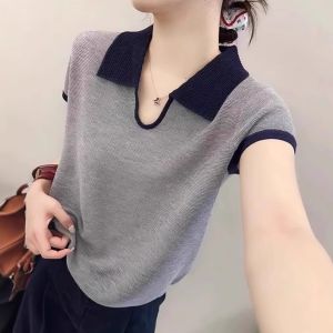 GEBOFU | Color-blocked Ice-silk Youthful Short Sleeve Tee