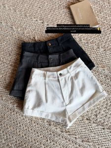 OIOI ESSE | Quần Short Cao Waisted Mùa Hè Voan Gấp Hem Lyocell Cotton Cổ Điển