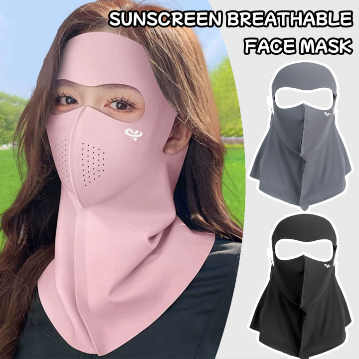 Summer Ice Silk Sun Protection Mask UPF50+ Full Face Anti-UV Neck Scarf ...