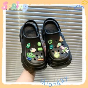 Tsion Best Seller รองเท้าแตะสวมผู้หญิง ดีไซน์หัวโตพื้นหนา ตกแต่งการ์ตูน ลายน่ารัก มี 3 สี พื้นที่ไหลเล็ก ๆ สำหรับสาวๆ ชุดเท่าไหร่