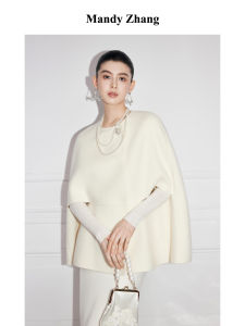 Elegant French Style White 100 Pure Wool Coat