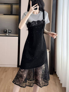 Unique and Versatile Short Sleeve Two-piece Style Dress Spring Fashion New High-end