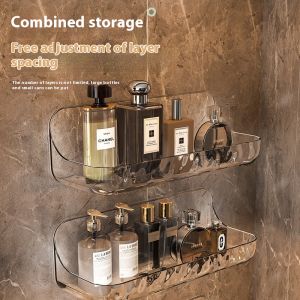 JIULONGZHAO ออร์แกไนเซอร์โต๊ะไม้ไผ่ชั้นวางของในห้องน้ำอะคริลิกและที่ใช้ในห้องน้ำ