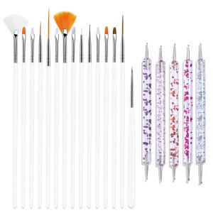 Lulaa | YIKOOLIN 20pcs Nail Art Brush Set UV Gel Polish Pen Acrylic Nail Design Kit DIY Painting Tools for Nail Artistry Gifts for Women